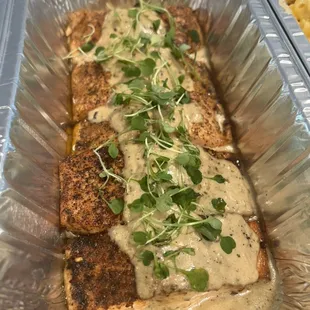 Garlic Salmon w/Creole Cream Sauce