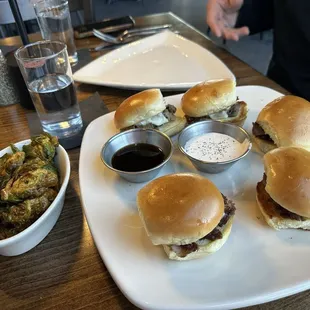 Prime rib sliders and brussel sprouts