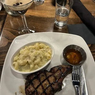 "The Chop" pork chop is so tender and juicy. Cuts like butter. The Espresso Martini and The Perfect Margarita are wonderful drinks.