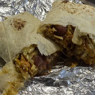 This is a popular breakfast burrito in this area. It's pretty big and is delicious. It's expensive though at $10 (tax included).