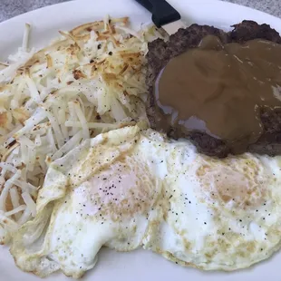 Hamburger patty breakfast