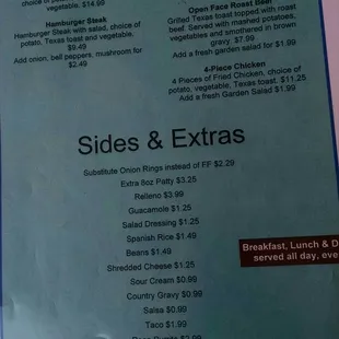 Menu continued