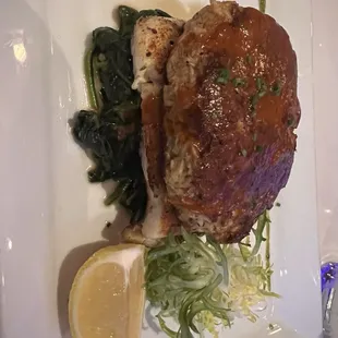 Flounder and crab cake