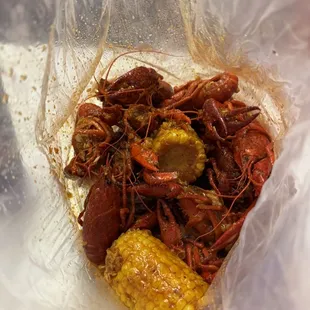 2lbs Crawfish with corn Allsome sauce and spicy
