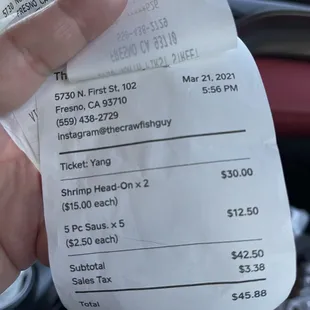 Time I placed my order.