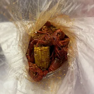 Crawfish with Allsome sauce spicy w corn
