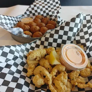 Gator and hush puppies