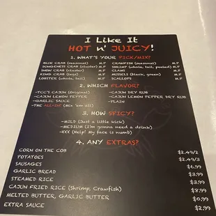 Menu side 1