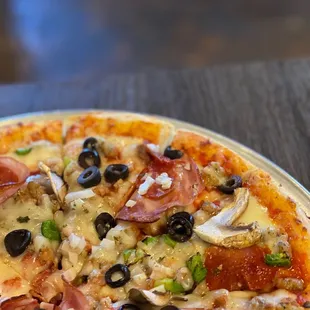 a pizza on a plate