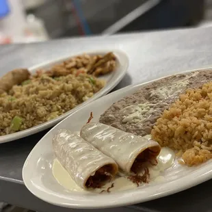 two plates of mexican food