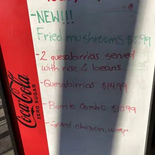menu board next to front entrance