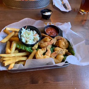 Shrimp basket and fries.