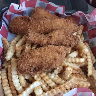 Chicken fingers &amp; crab fries