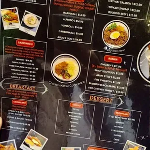 Large Menu and drink and bakery items not fully listed