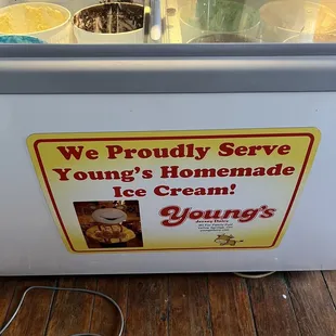 a sign for young's ice cream