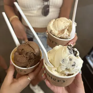 From Clockwise: Nutella Biscoff Cookie &amp; Chocolate Peanut Butter, Mango &amp; Chocolate, and Oreo &amp; Vanilla Peanut Butter Cup
