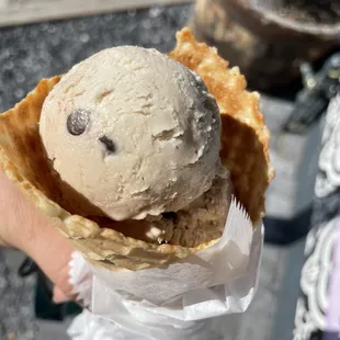 Cookie dough ice cream cone after I took my first bite.