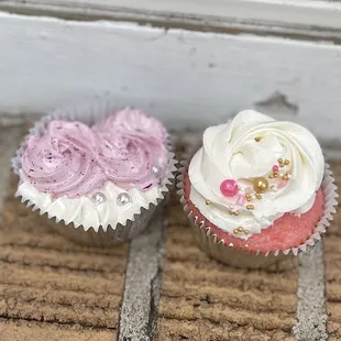 (Left) Lemon Poppy + Raspberry Cupcake &amp; (Right) Strawberry Cupcake from Spilled Milk Company!