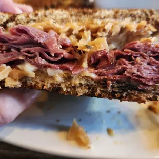 Perfectly proportioned Reuben sandwich