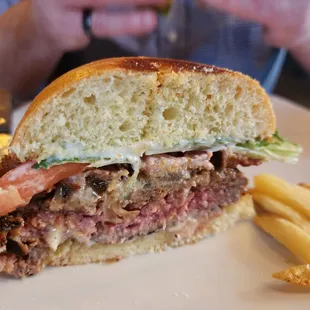 Burger done medium...pretty good on the doneness!