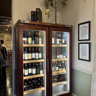 a display of wine bottles