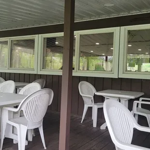 tables and chairs outside