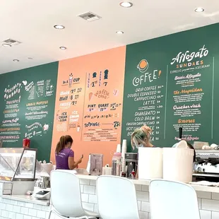 the menu on the wall