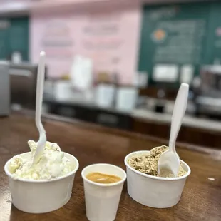three bowls of ice cream