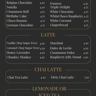 Coffee Bar Menu