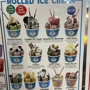 Menu Rolled Ice Cream