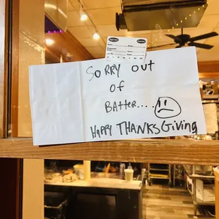 a sign in a store window