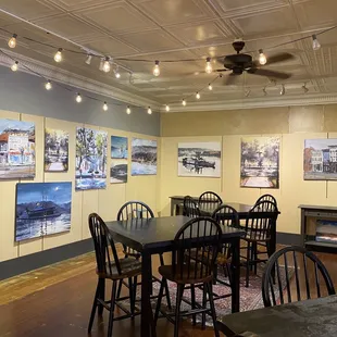Upstairs dining featuring Eric Phagan Art.