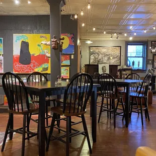 Upstairs dining featuring Eric Phagan Art.