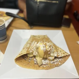 Peanut Butter Crepe with Nutella and Ice cream
