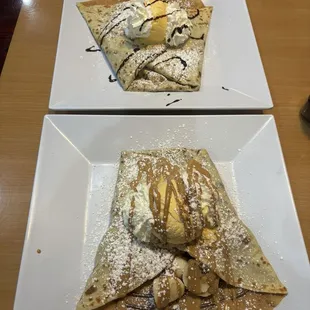 Nutella crepe w/ice cream, peanut butter Nutella crepe w/ice cream