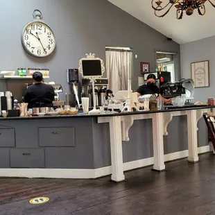 a man sitting at the counter