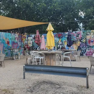 tables and umbrellas