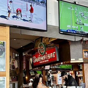 a television and a bar