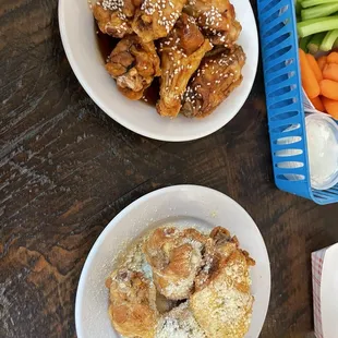 Dads wings ... Asian sesame and garlic parm something