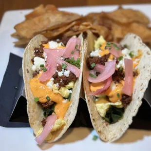 two tacos on a plate
