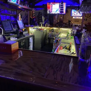 a bar with neon lights