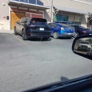 a parking lot full of cars
