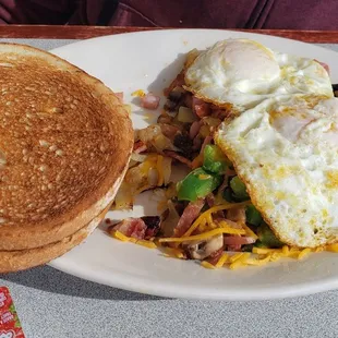 Crossings skillet over easy eggs