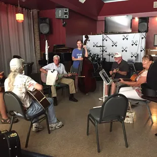 a group of people playing music