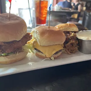 Chicken , Burger, Pulled Pork