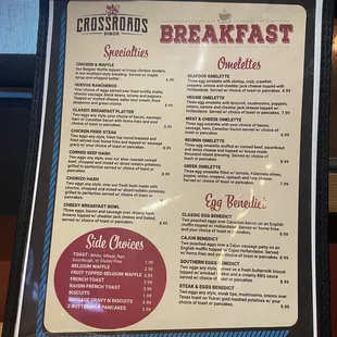 Breakfast menu