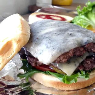 Double Burger with Blue-Jack Cheese anyone?