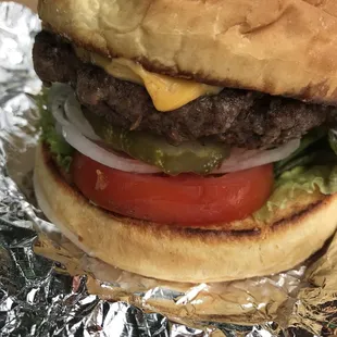 American cheese and everything on it