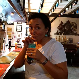 A refreshing Tardis vodka cocktail on a humid warm winter day.