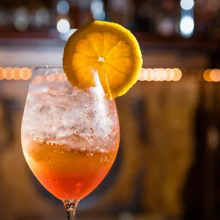 a drink in a wine glass